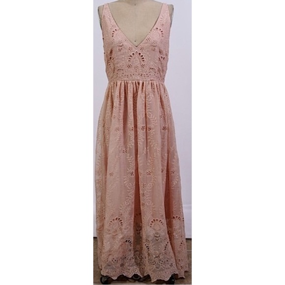 Anthropologie Dresses & Skirts - Anthropologie Blue Tassel Pink Eyelet Maxi Dress NWT SZ XL